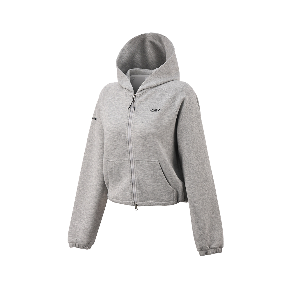 BH1WJK236WM BORN TO WIN W Symbol B Tech Hoodie Zip-Up White Melange