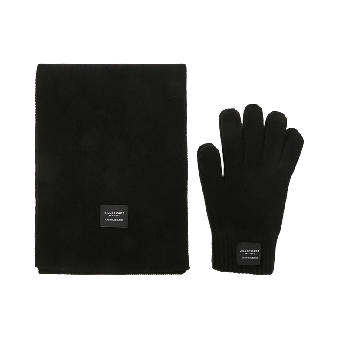 JUMU5F500BK Jillstuart Men's Acc Wool Cashmere Blend Muffler & Gloves Set Black Jumu5F500Bk Black