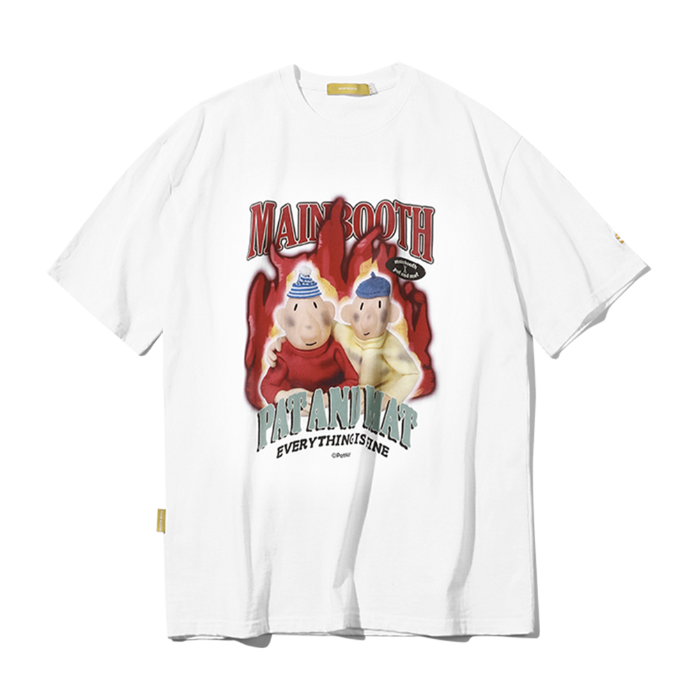 MB23S4HTU19WH MAINBOOTH [Pat&Mat] Burning T-shirt White