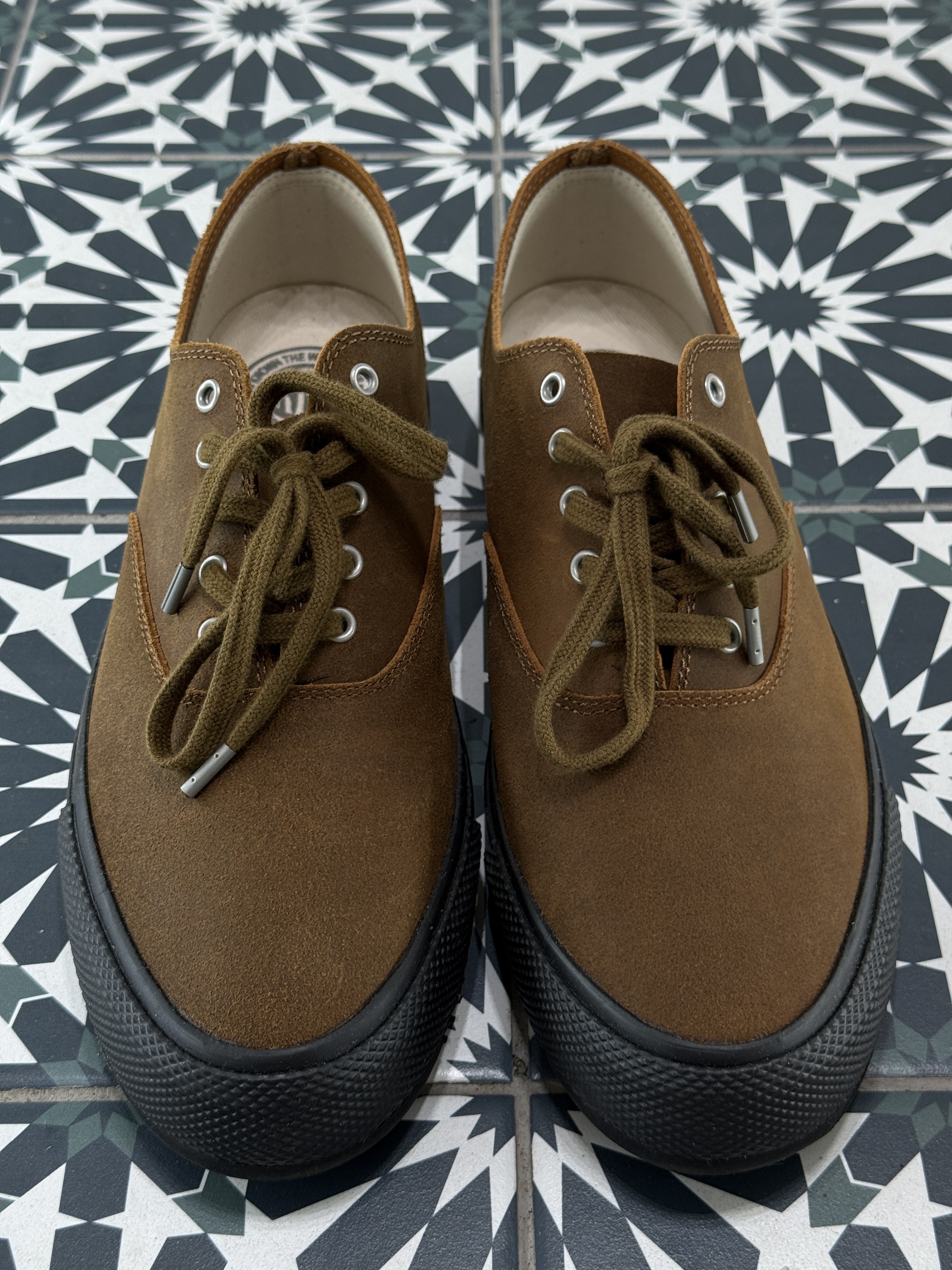 Double RL Roughout Suede Sneakers Brown - D 착용 스타일 - 4