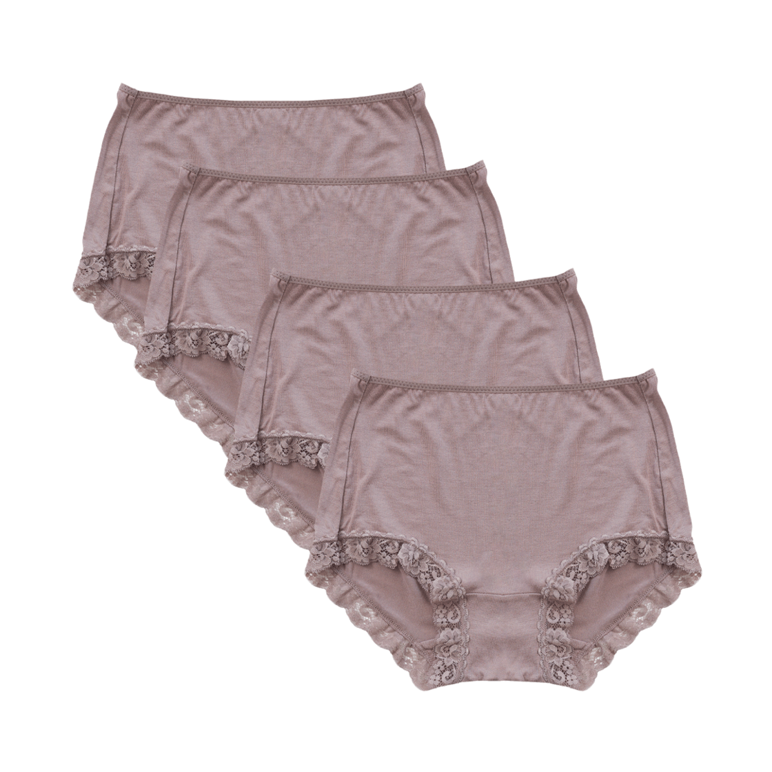 (W) 에이원 모달 레이스 팬티 1701 4팩 모카((W) AONE Modal Lace Panty 1701 4-Pack Mocha) - 1