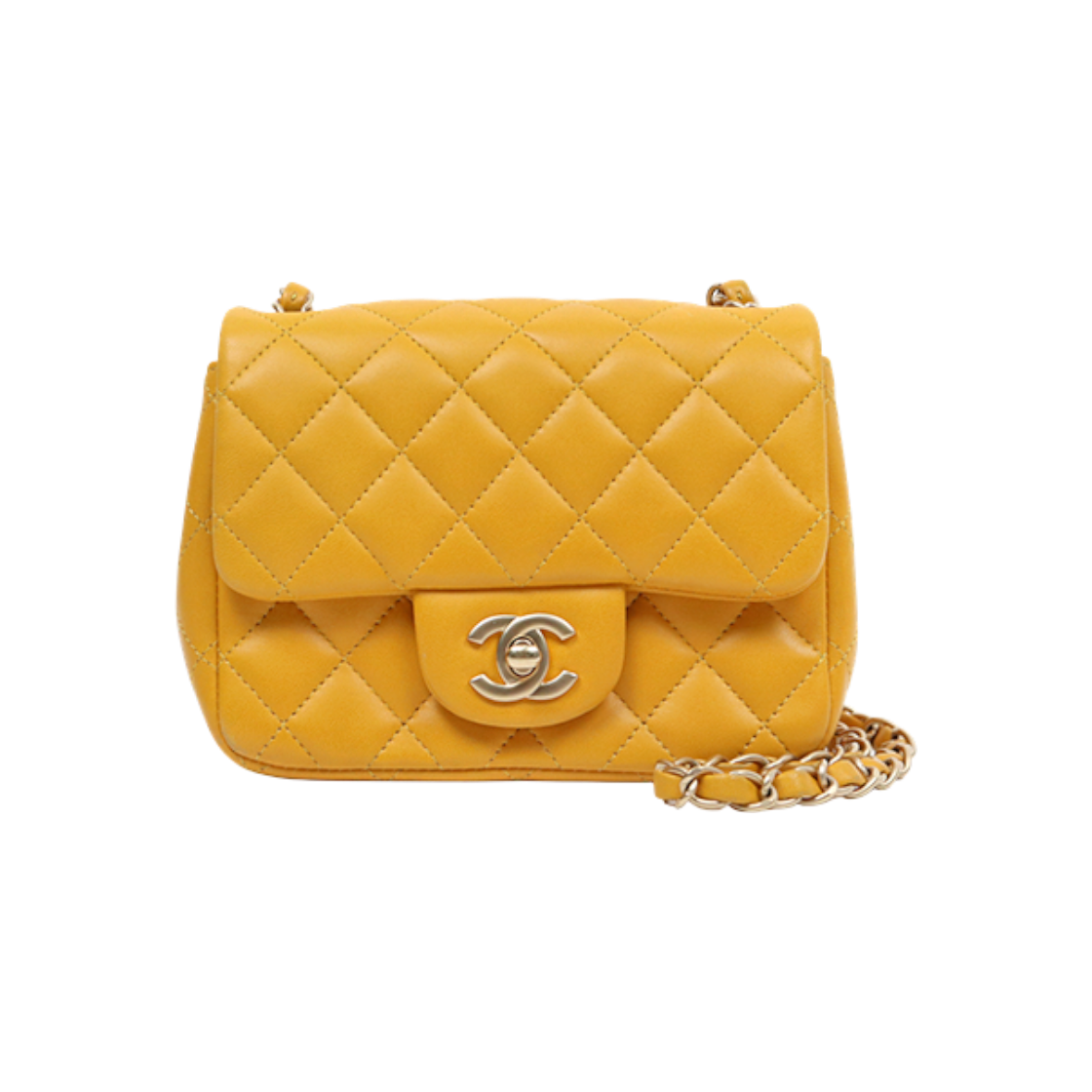 ITLQMUJQ3I43 Chanel Yellow Petit Sac Chain Shoulder Bag