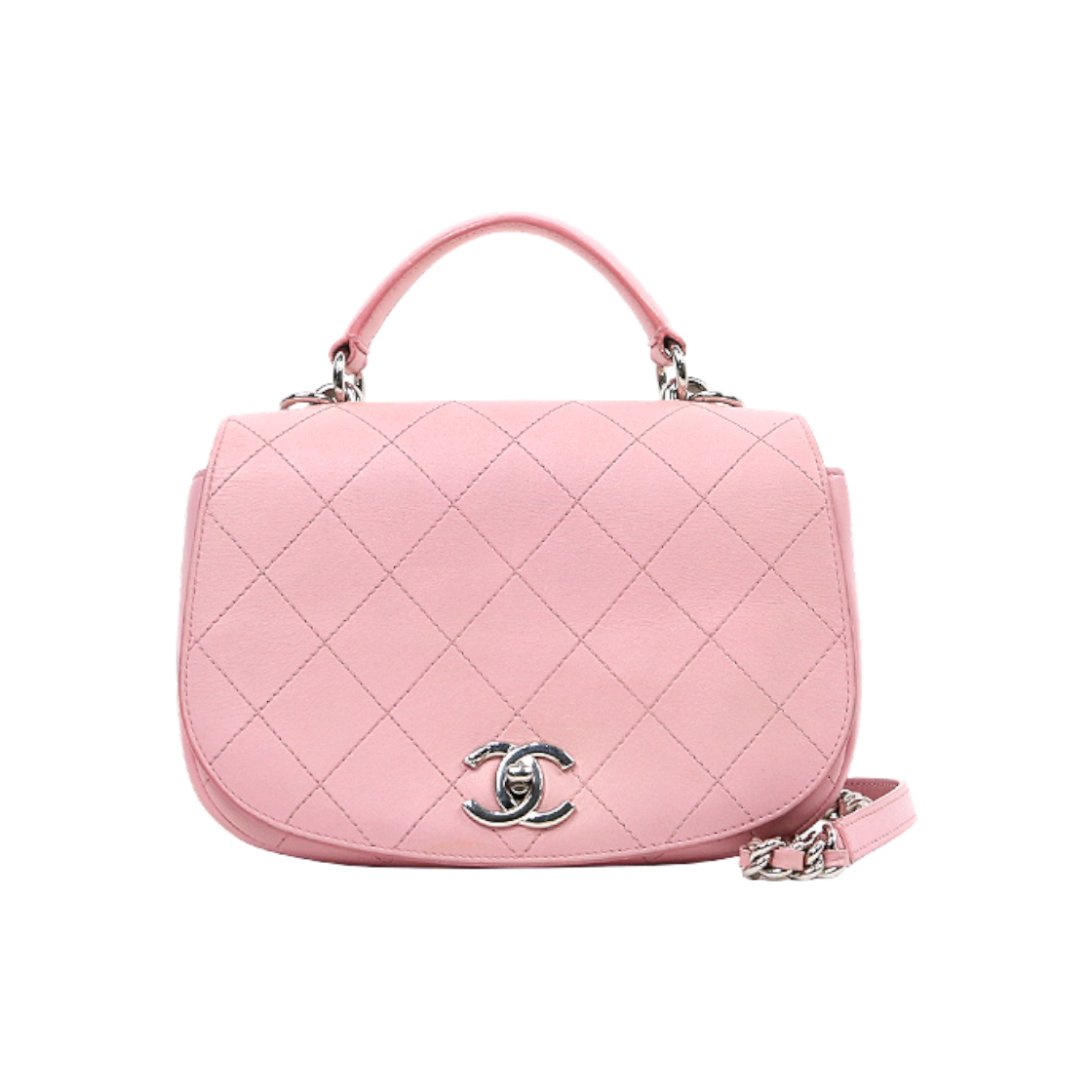 샤넬 핑크 램스킨 퀼팅 CC 플랩 탑핸들 2WAY백 A-A49757T(Chanel Pink Lambskin Quilted CC Flap Top Handle 2-Way Bag A-A49757T) - 1