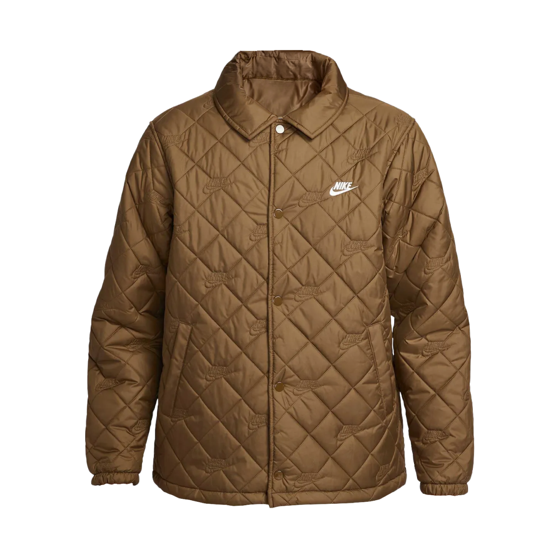 HV1378-235 Nike Club Coach Jacket Mosswood Brown White - Asia