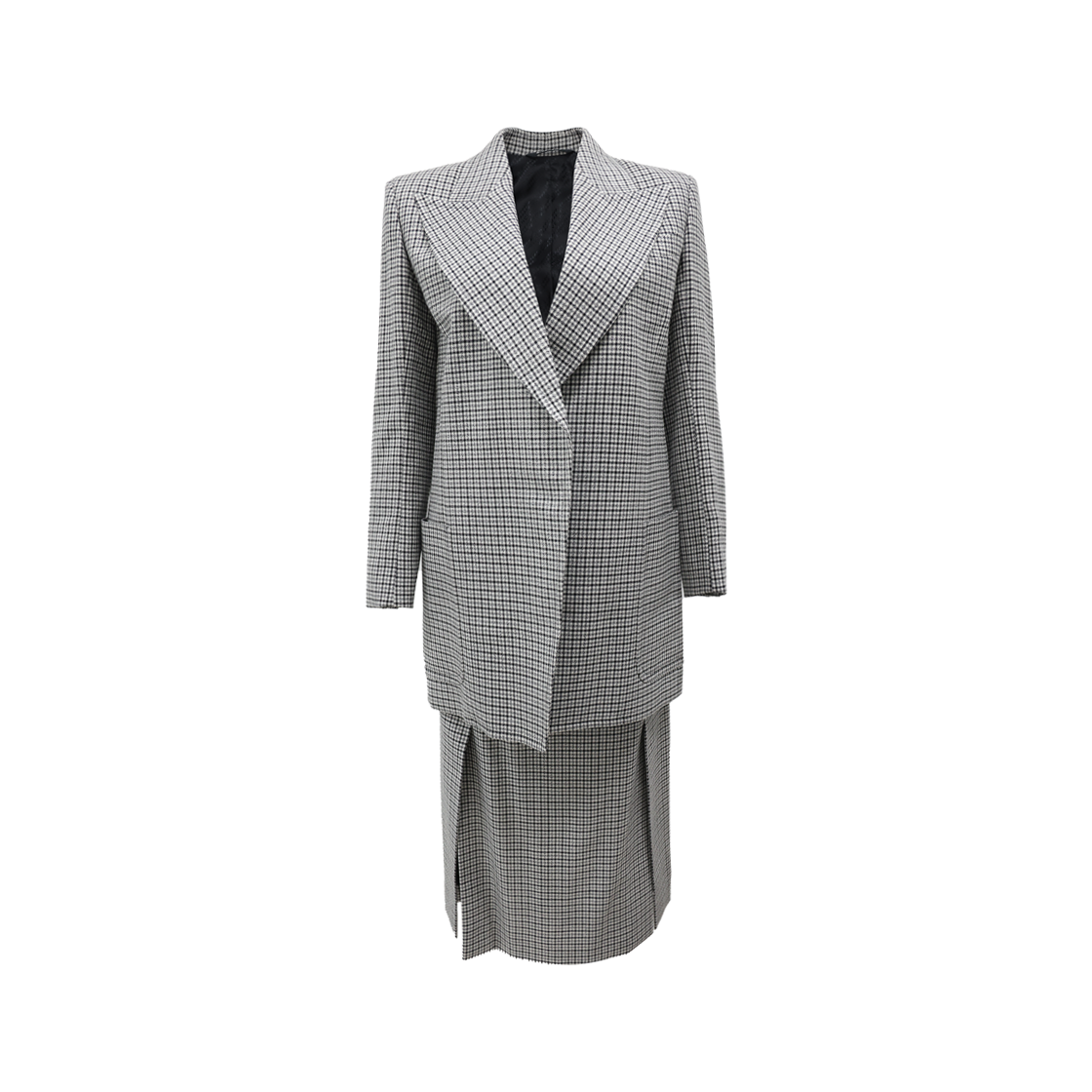 ITC52DBHTAC6 Givenchy Checked Jacket & Skirt in Black and White Wool