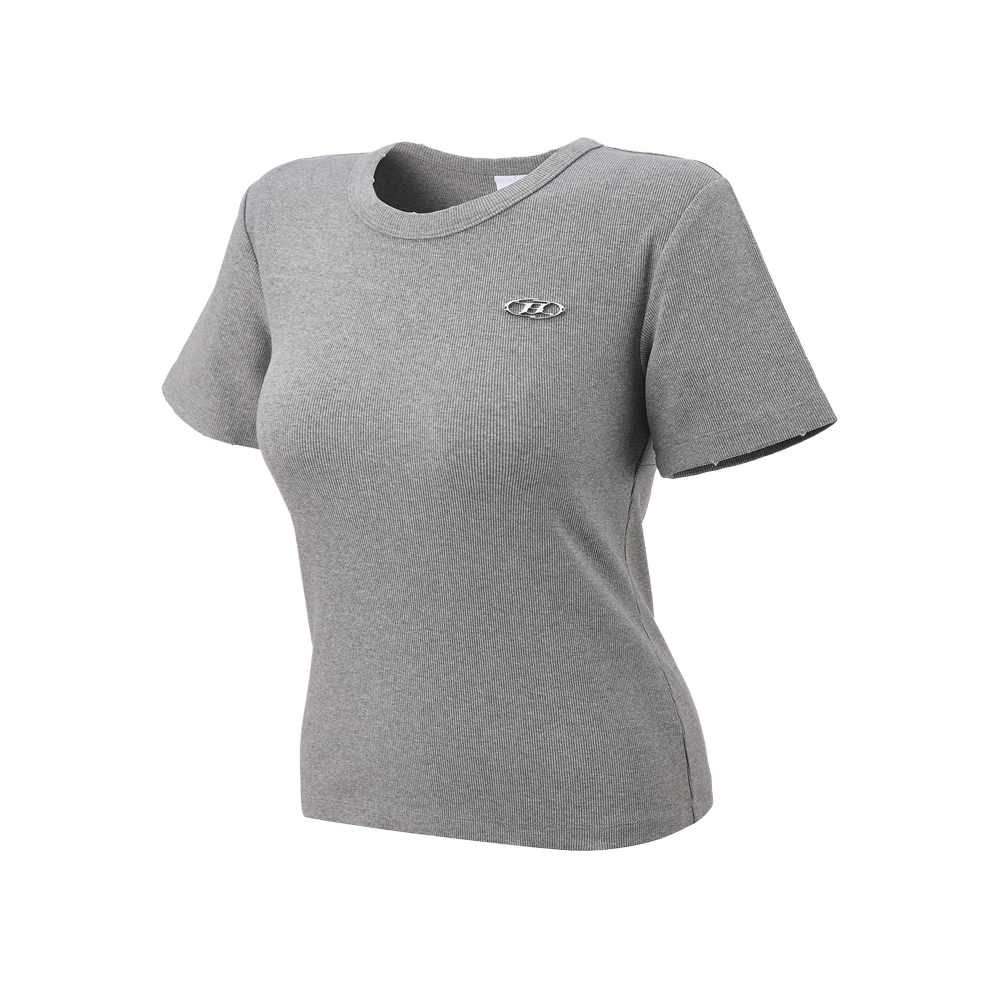 BH1WST242MG BORN TO WIN W B Pendant Ribbed T-Shirts Melange Grey