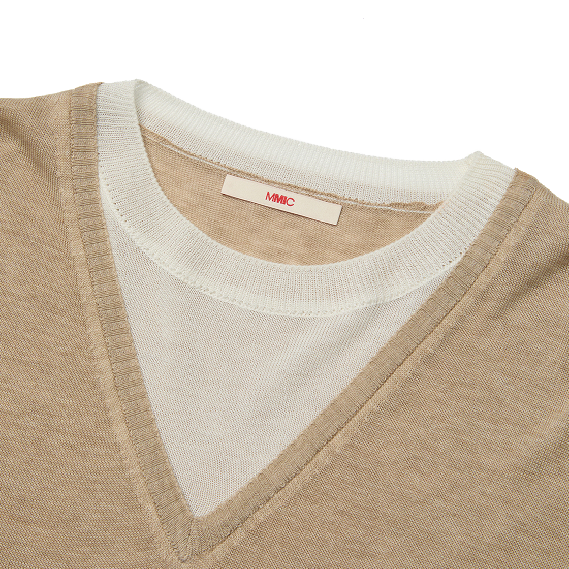 엠엠아이씨 인서트 니트 베이지(MMIC Insert Knit Beige) - 2