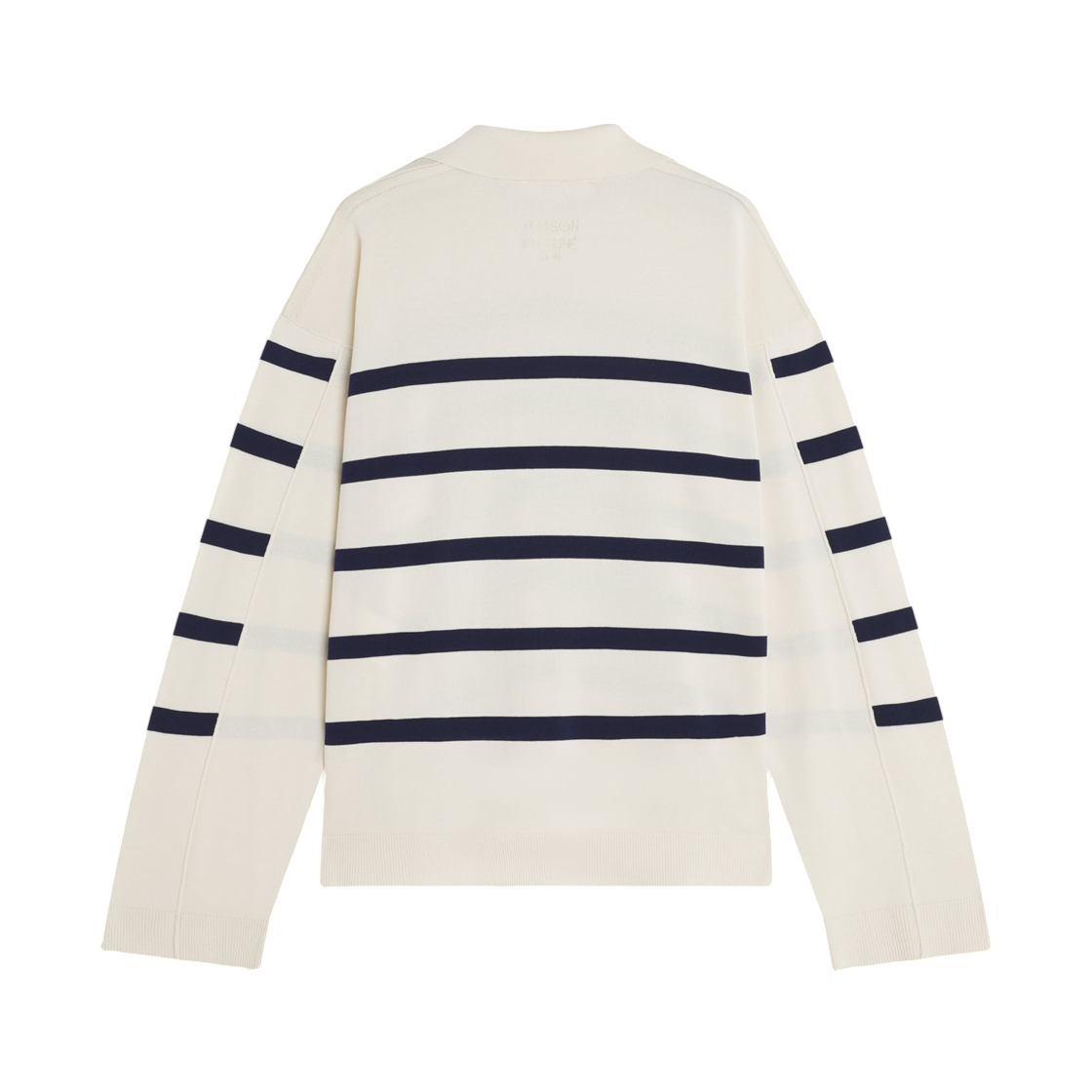 (W) 메종 키츠네 스트라이프 마리네르 점퍼 에크루 클래식 네이비((W) Maison Kitsune Striped Mariniere Jumper Ecru Classic Navy) - 2