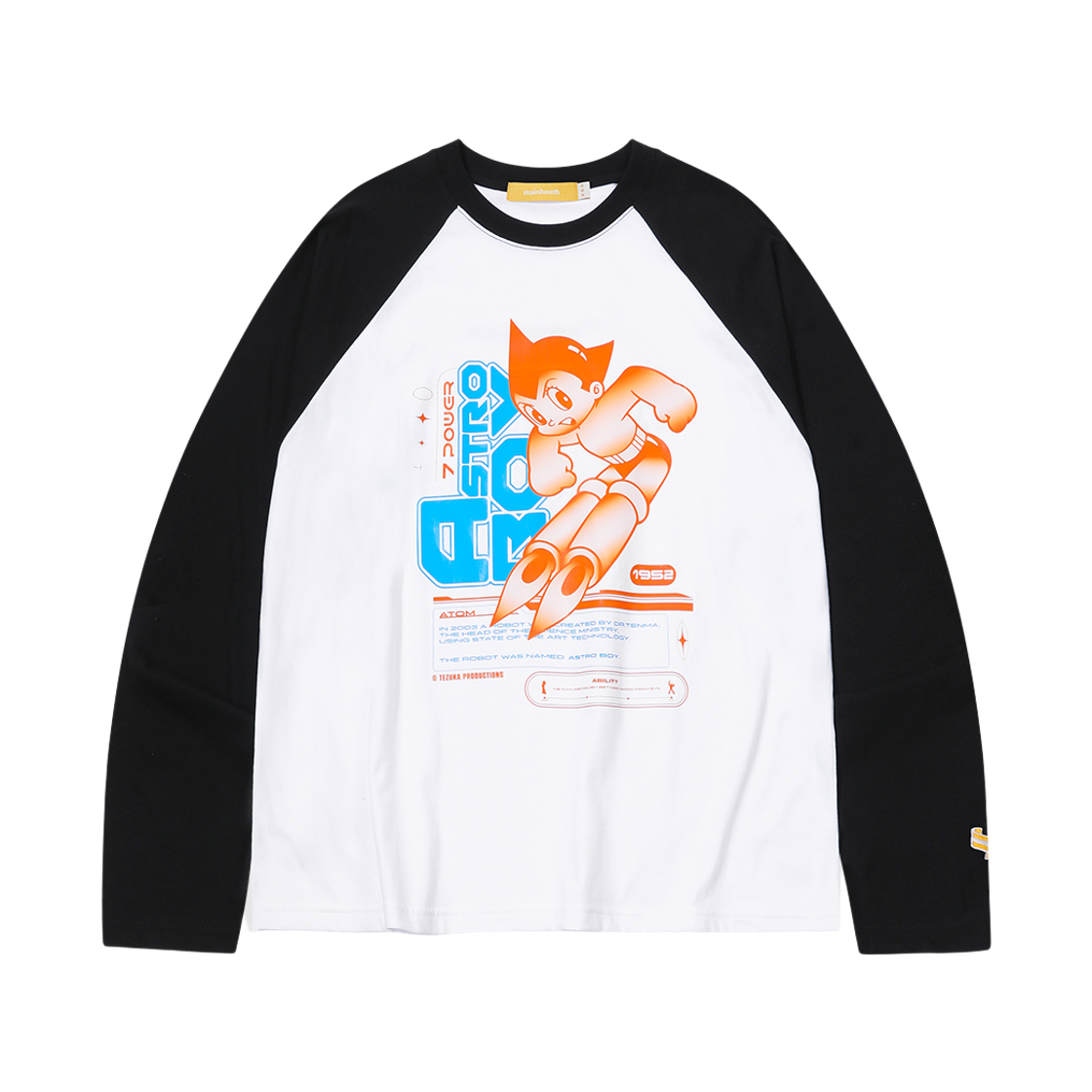 메인부스 [아톰] 사이버펑크 래글런 티셔츠 화이트(MAINBOOTH [Astro Boy] Cyberpunk Raglan T-shirt White)