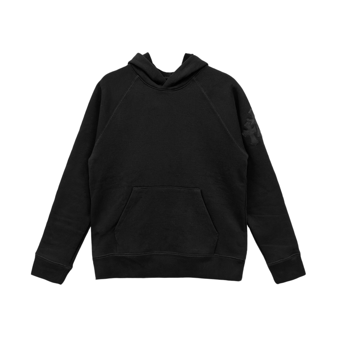 크롬하츠 트리플 크로스 레더 패치 후드 블랙(Chrome Hearts Triple Cross Leather Patch Hoodie Black) - 1
