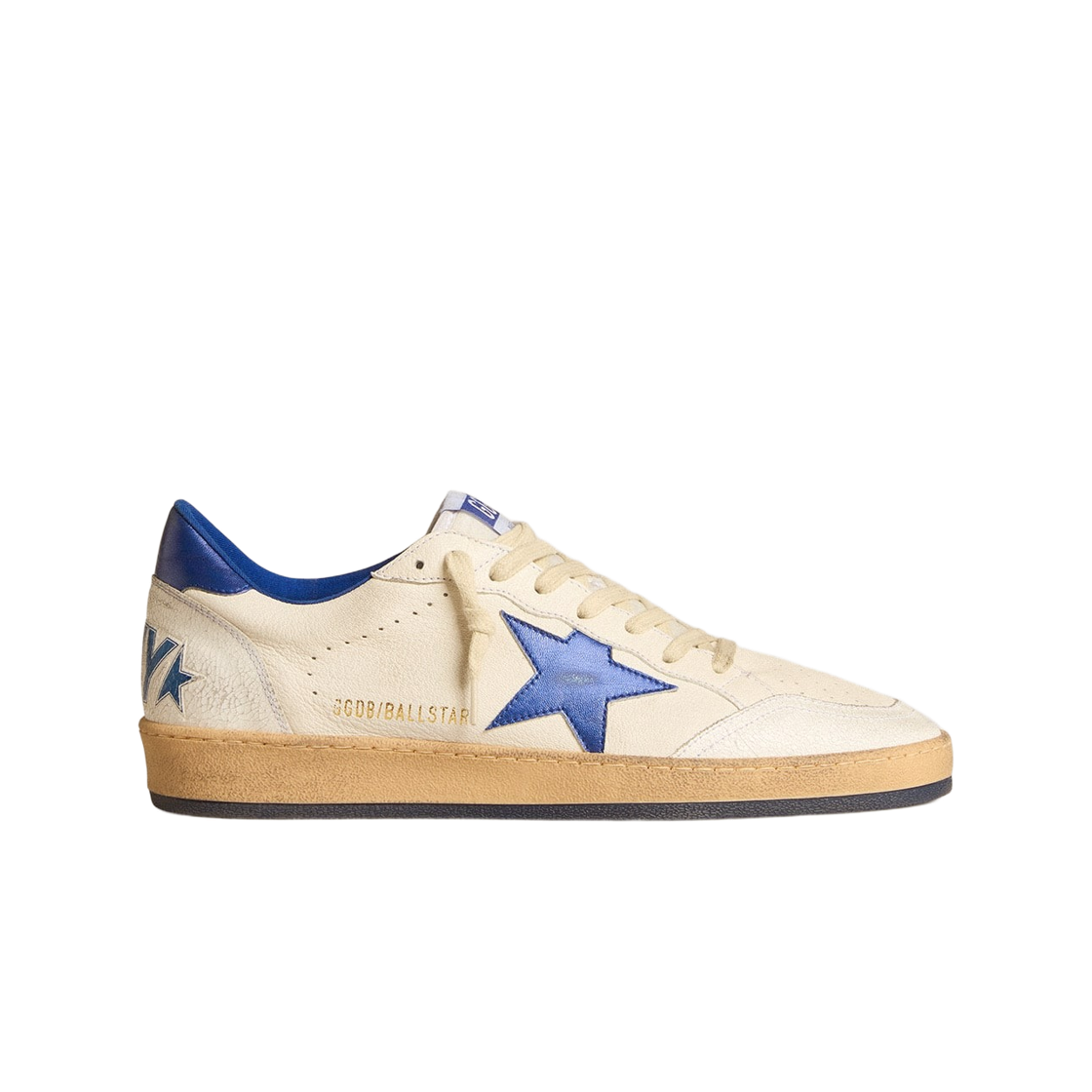 GMF00117-F005822-10793 Golden Goose Ball Star Wish Bright Blue Star Heel Tab Nappa Leather Sneakers White