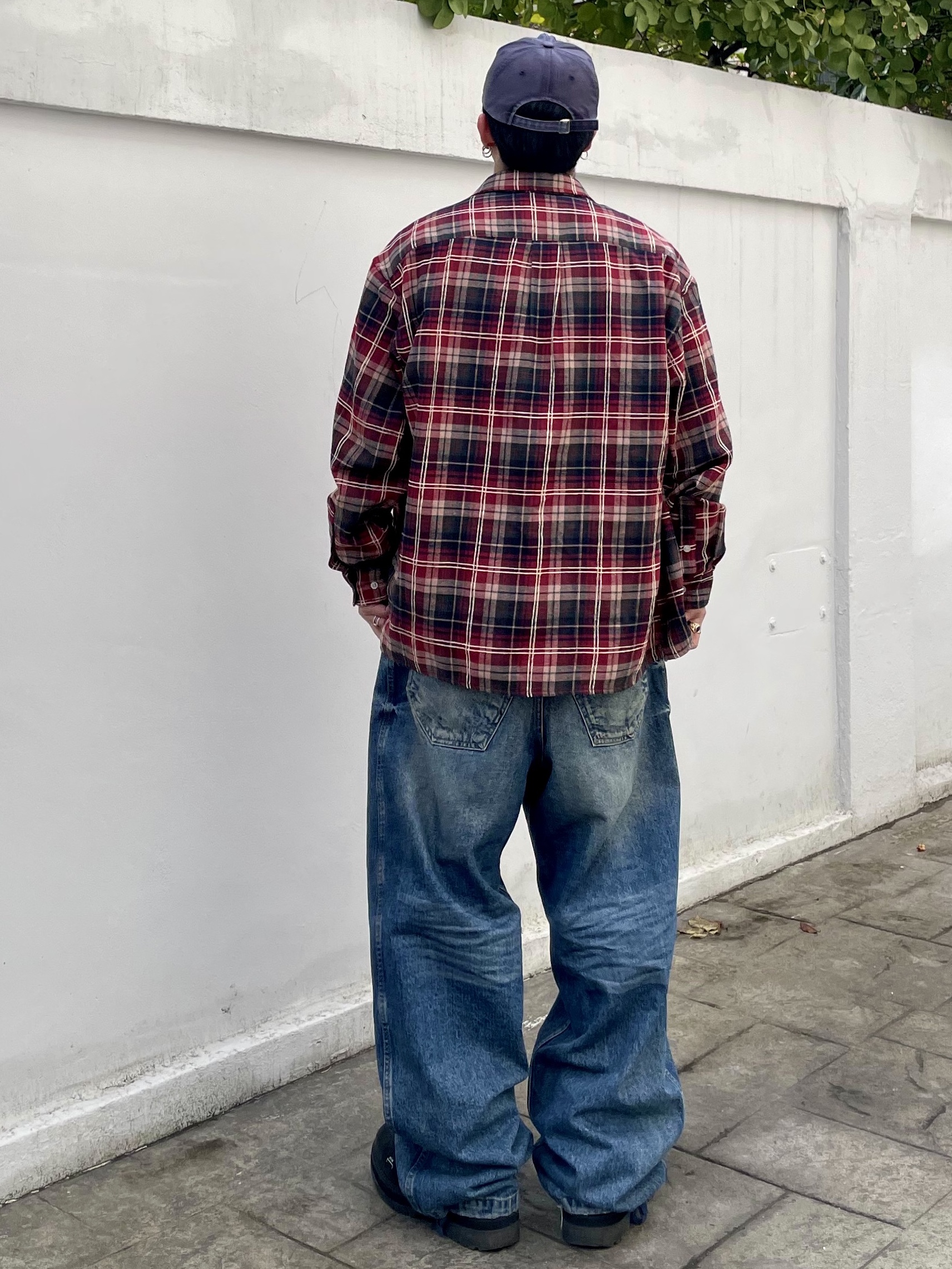QT8 GARMENTS Rustic Core Flannel Check Shirt Red 착용 스타일 - 3