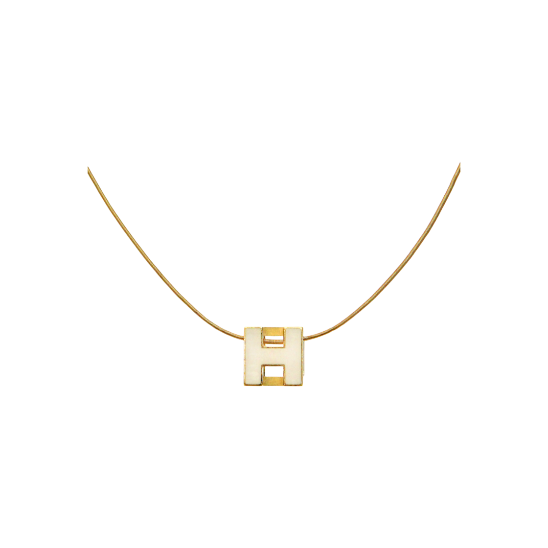 ITLTEWDG5QIH Hermes Ivory Cage Gold Necklace A-B45799