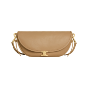 Celine Little Halfmoon Soft Triomphe in Supple Shiny Lambskin Sandcastle