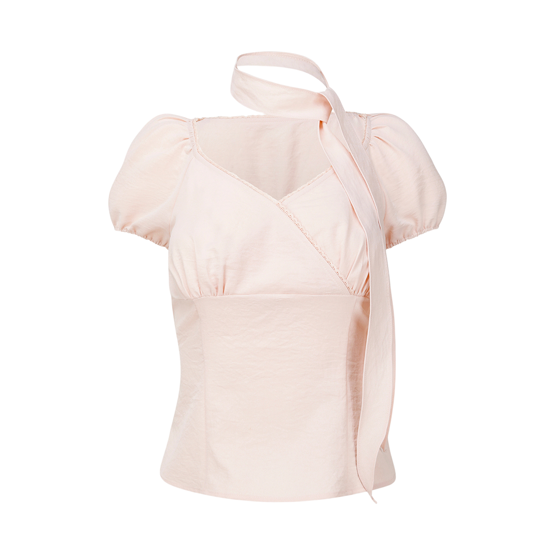 레이즈미야 코우키 타이 랩 블라우스 씨쉘 핑크(REISE MIYA Kouki Tie Wrap Blouse Seashell Pink)