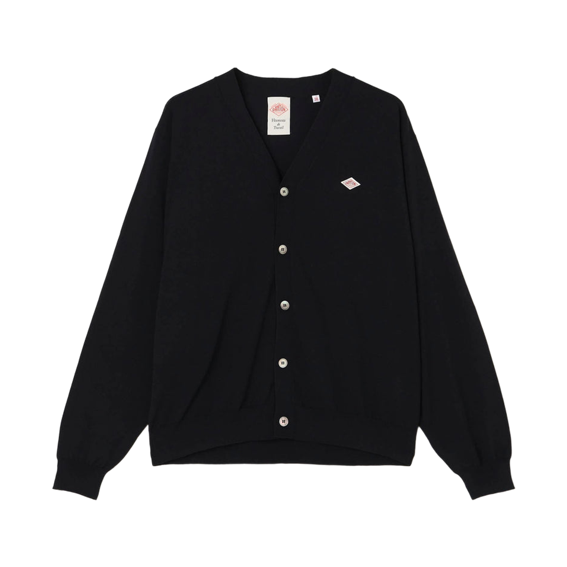 단톤 저지 니트 브이넥 가디건 블랙(Danton Jersey Knit V-Neck Cardigan Black)