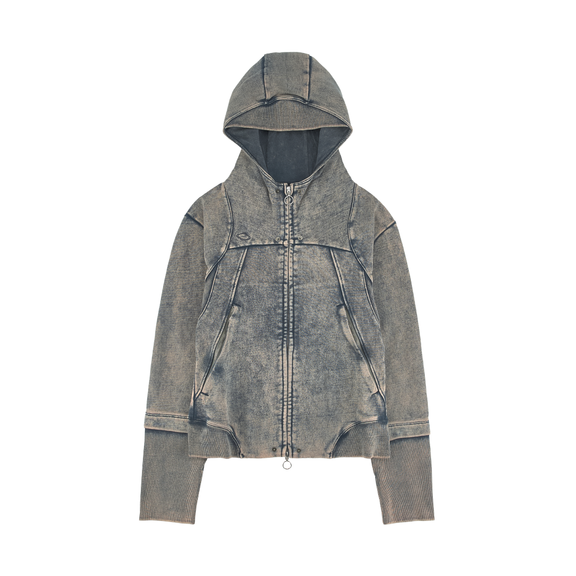 (W) 미스치프 롬버스 펀칭 후드 집업 블리치드 네이비((W) Mischief Rhombus Punching Hoodie Zip Up Bleached Navy)