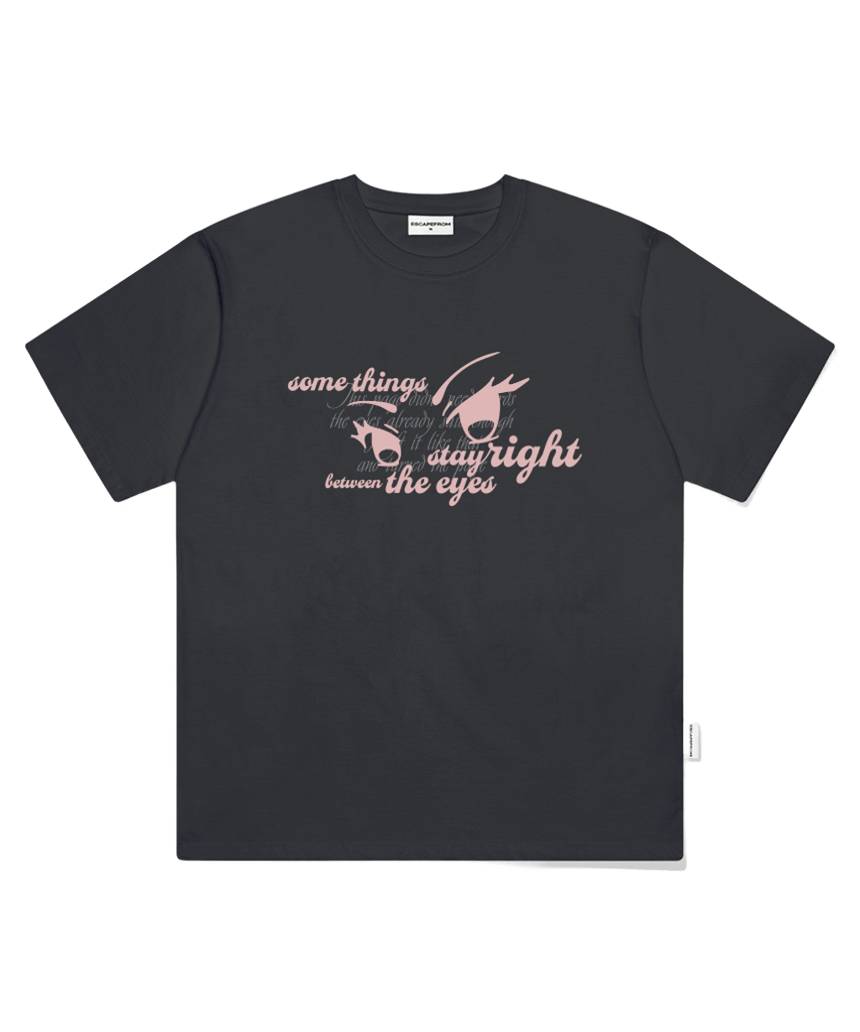 E261OTS015CG Escapefrom Between Eyes Print Oversized Short Sleeve T-Shirt Charcoal