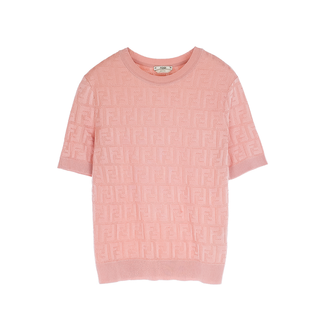 ITJTMV3LDKAQ Fendi FF Motif Viscose Short Sleeve Top 40 Pink (6ET0479)