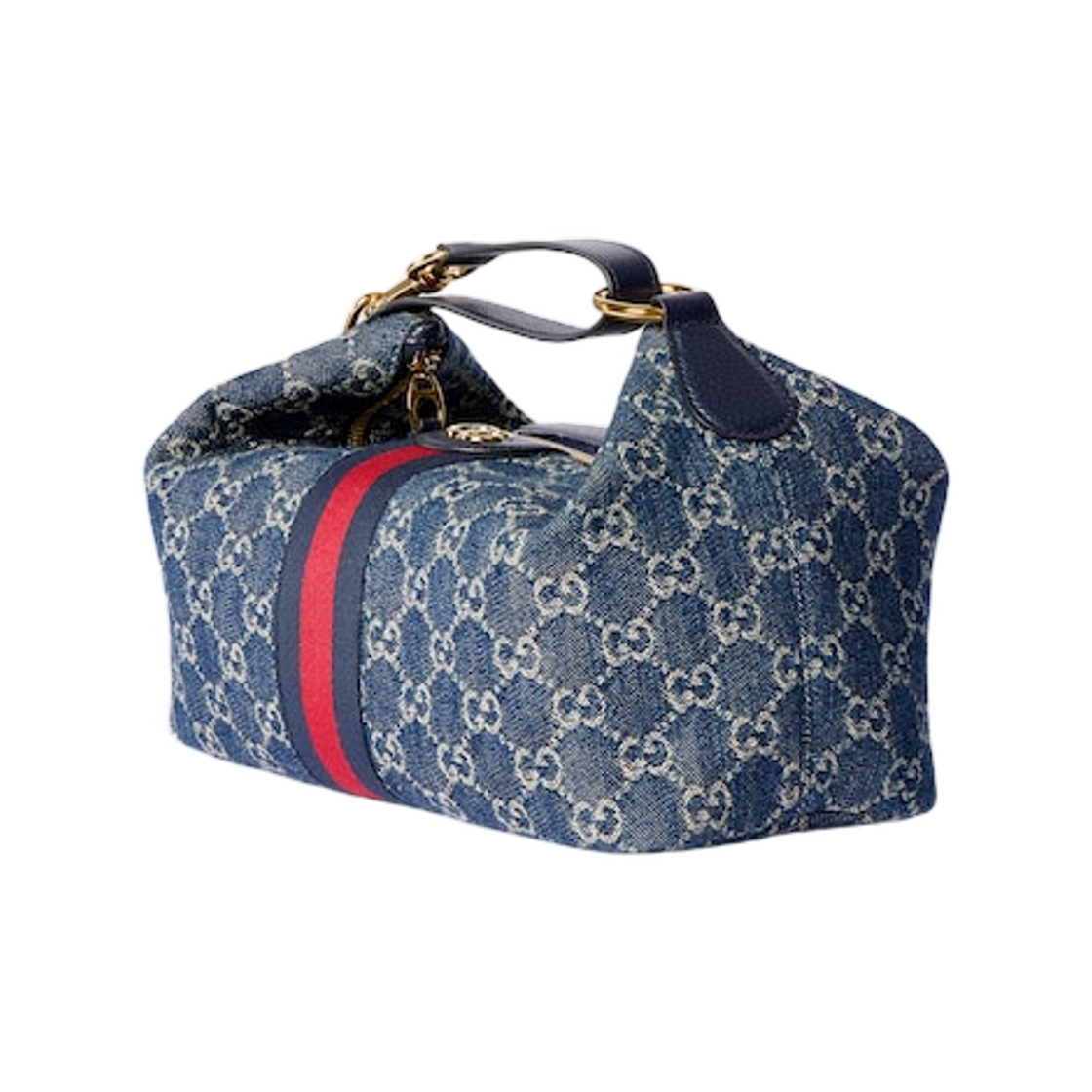 구찌 베니티 미디움 탑 핸들 백 블루 화이트 데님(Gucci Vanity Medium Top Handle Bag Blue White  Denim) - 2