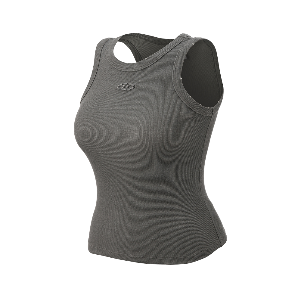 본투윈 우먼 B 펜던트 피그먼트 립 슬리브리스 차콜(BORN TO WIN W B Pendant Pigment Ribbed Sleeveless Charcoal) - 1