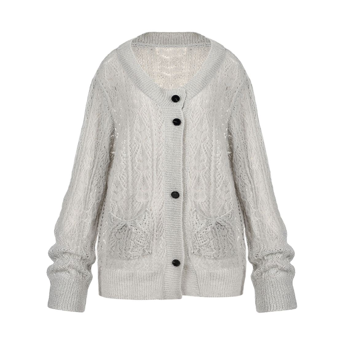 RMKN6102LG REISE MIYA Fog Rain Cardigan Light Grey