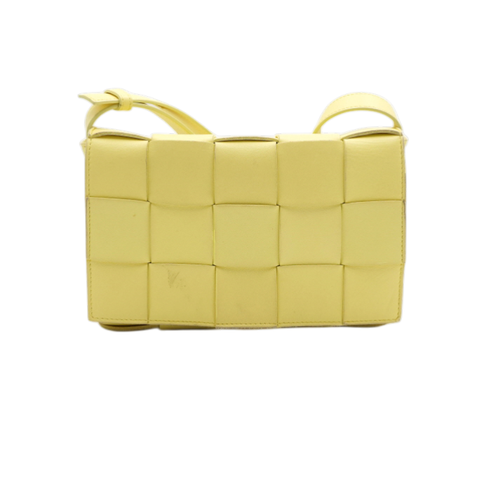 IT8JKJ38TKBA Bottega Veneta Yellow Intrecciato Cassette Shoulder and Crossbody Bag