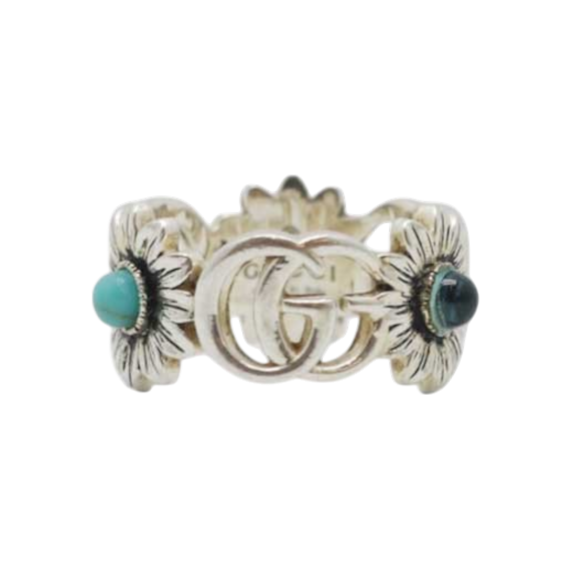 구찌 527394 더블 G 플라워 자개 실버 반지(Gucci Double G Floral Mother-of-Pearl Silver Ring 527394)