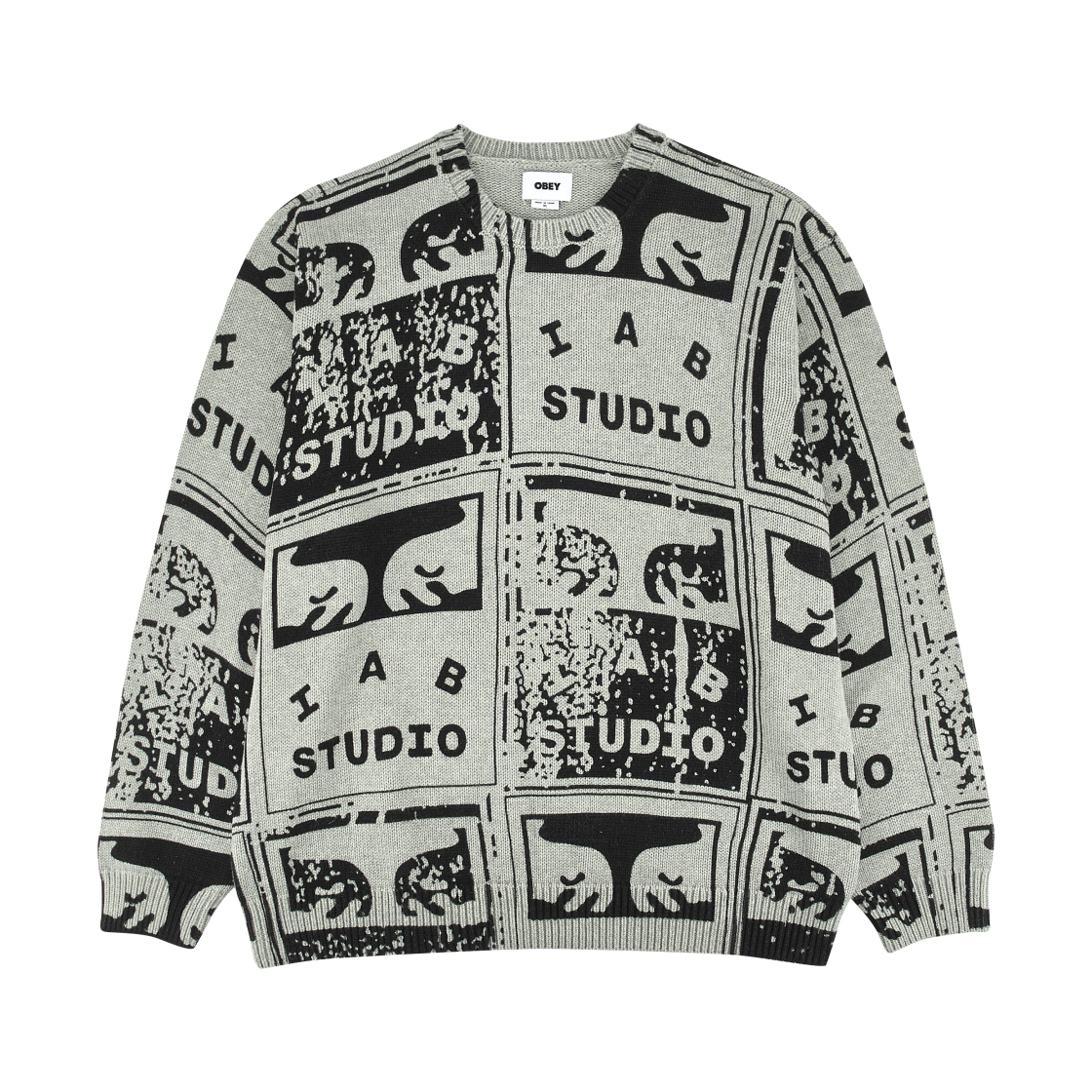 아이앱 스튜디오 x 오베이 페이디드 포스터 스웨터 그레이 멀티(IAB Studio x Obey Faded Posters Sweater Grey Multi) - 1