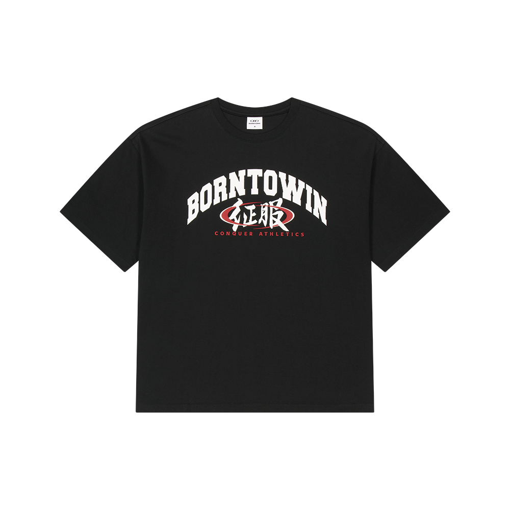 본투윈 캉커 애슬레틱스 세미 오버핏 티셔츠 블랙(BORN TO WIN Conquer Athletics Semi Over Fit T-Shirts Black)