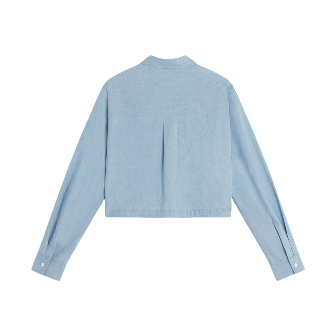(W) 메종 키츠네 베이비 폭스 크롭 셔츠 퓨어 블루((W) Maison Kitsune Baby Fox Cropped Shirt Pure Blue) - 2