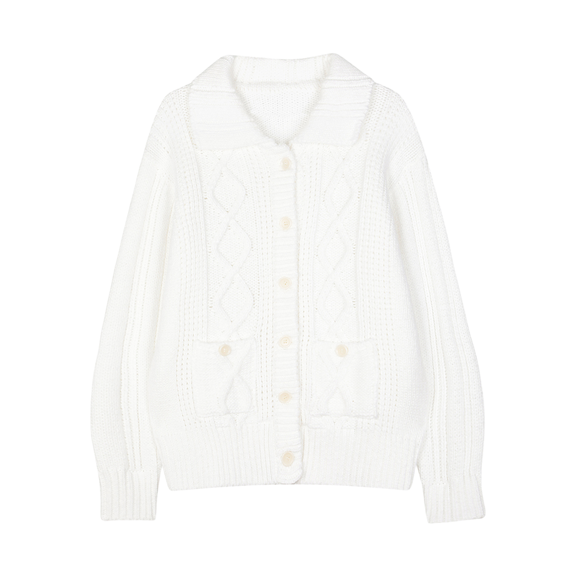 RMKN5303WH REISE MIYA Toasty Loose Over Cardigan White