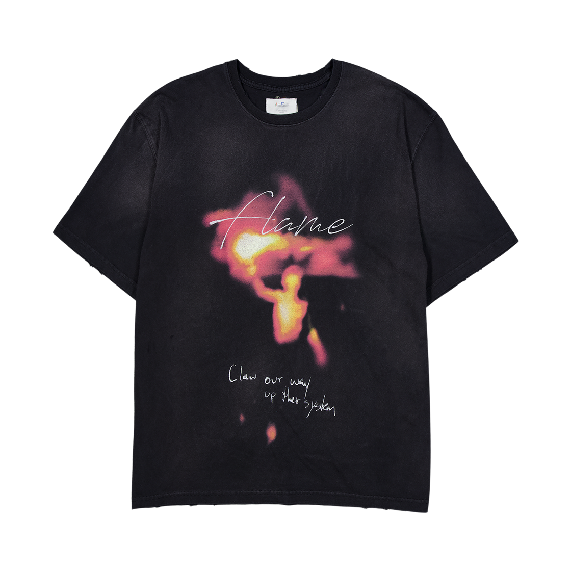 언더마이카 피오씨 플레임 빈티지 워시드 티셔츠 블랙(Undermycar POC Flame Vintage Washed T-Shirts Black)