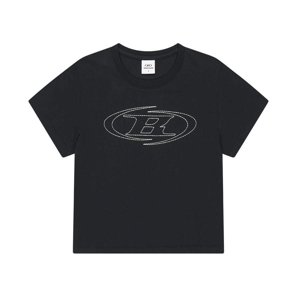 BH1WST243BK BORN TO WIN W Stitch Logo Regular Fit T-Shirts Black