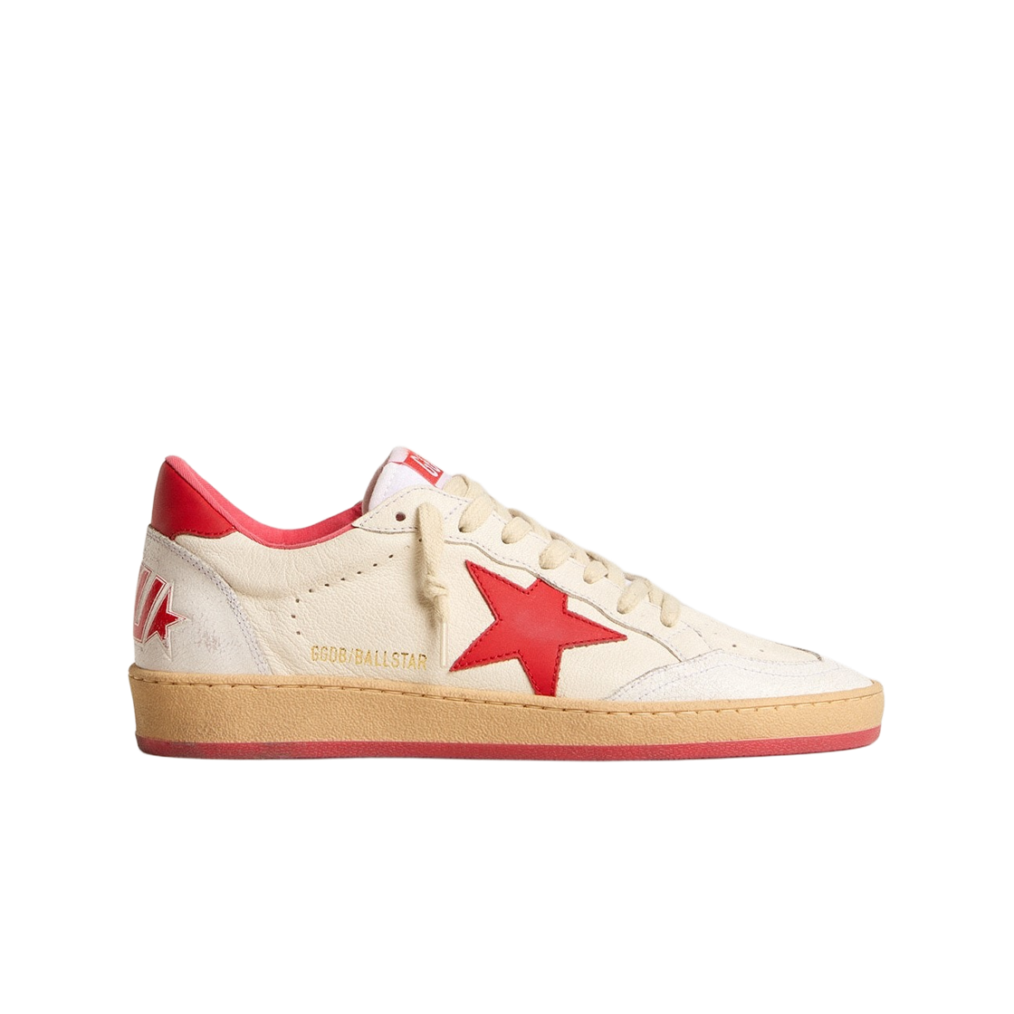 GMF00117-F005823-10350 Golden Goose Ball Star Wish Red Star in Heel Tab Leather Sneakers White