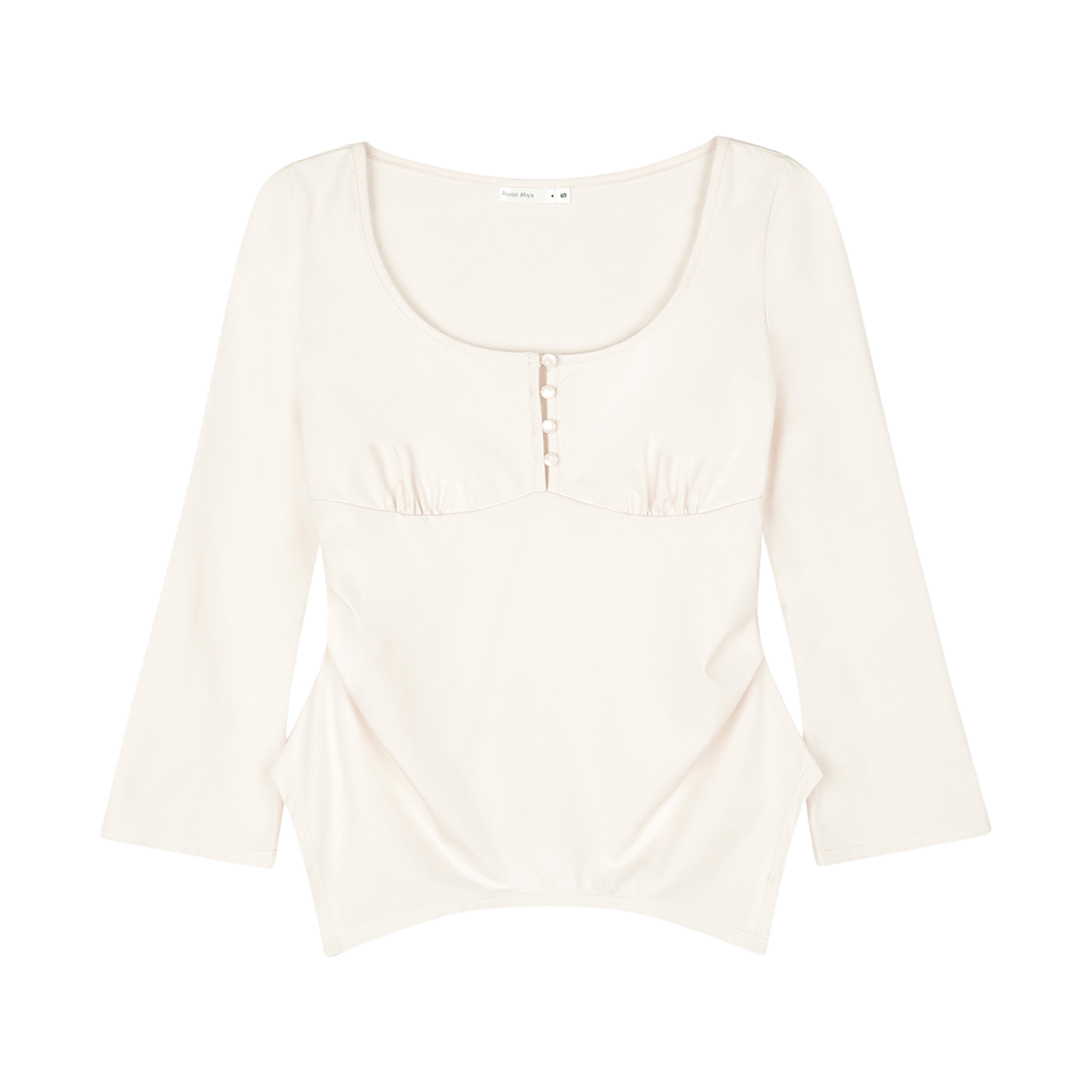 레이즈미야 아린 실키 슬림 탑 아이보리(REISE MIYA Arin Silky Button Slim Top Ivory) - 1