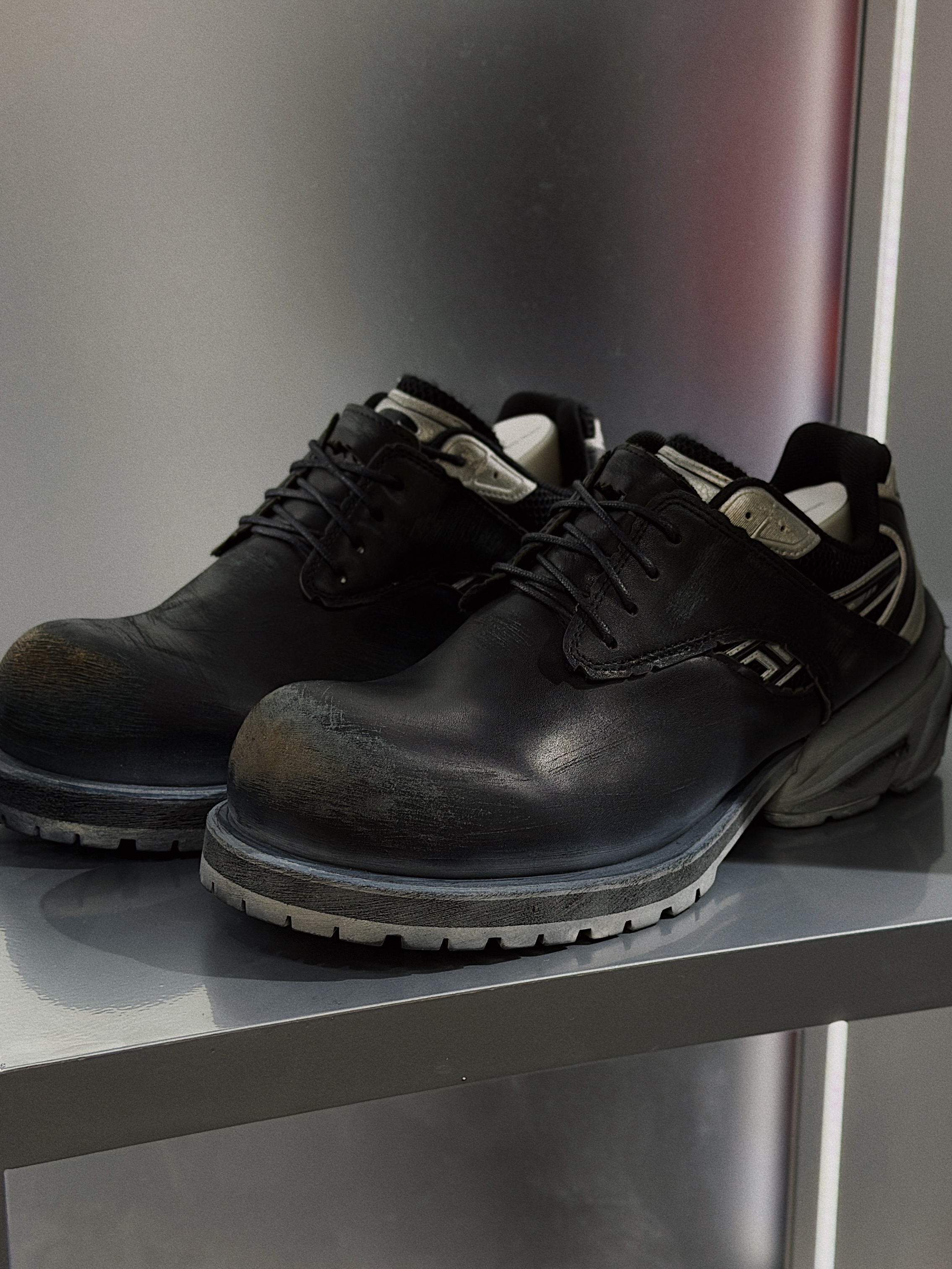 Protocol Index Biker Cargo Denim Pants Black, Balenciaga Combat Strike 20mm Boots Black 착용 스타일 - 5