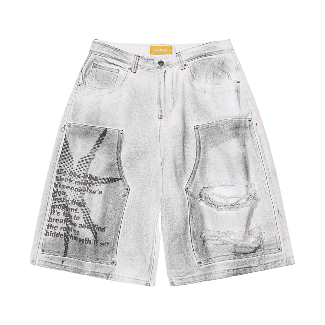 MBBES3HPU07WH MAINBOOTH Dreamer Denim Shorts White