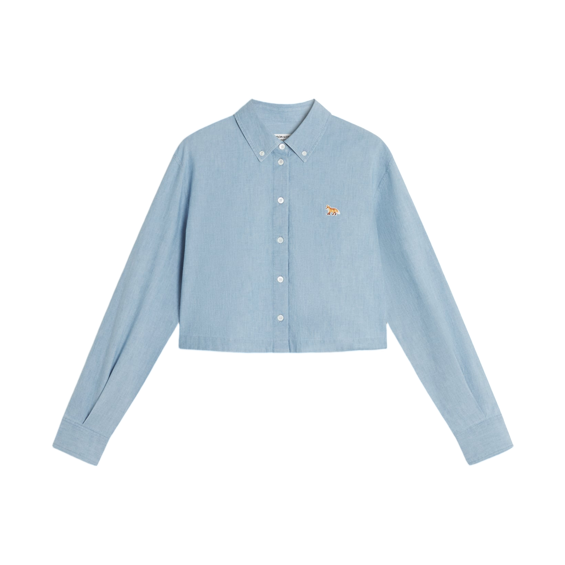 QW00402WC5006-0434 (W) Maison Kitsune Baby Fox Cropped Shirt Pure Blue