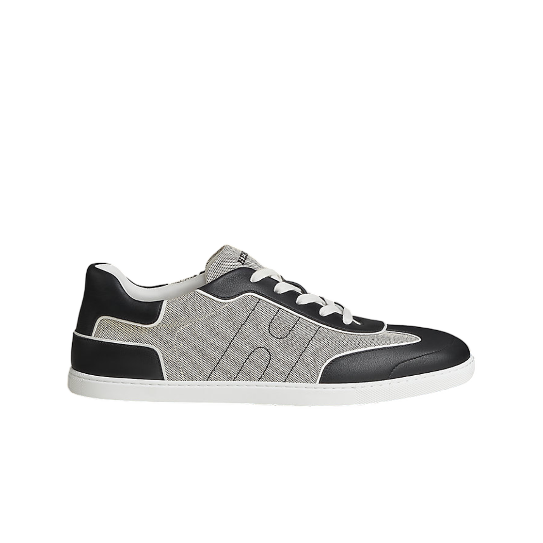 H261862ZH01400 Hermes Match Sneakers H Canvas Calfskin & Prunoir Noir