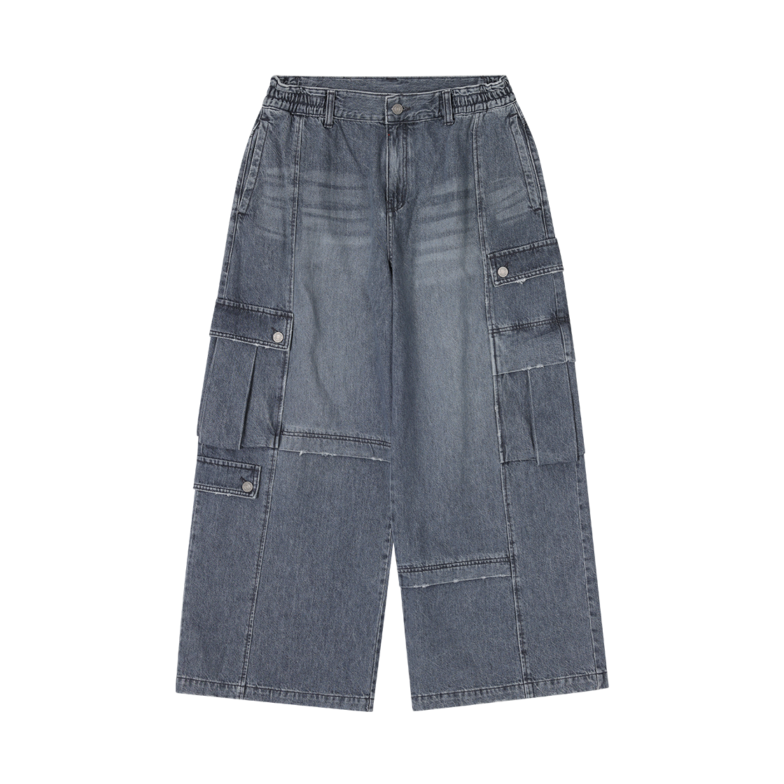 송지오 컬렉션 메타 레이어드 카고 와이드 데님 그레이시 블루(SONGZIO COLLECTION Meta Cargo Wide Denim Greysh Blue)