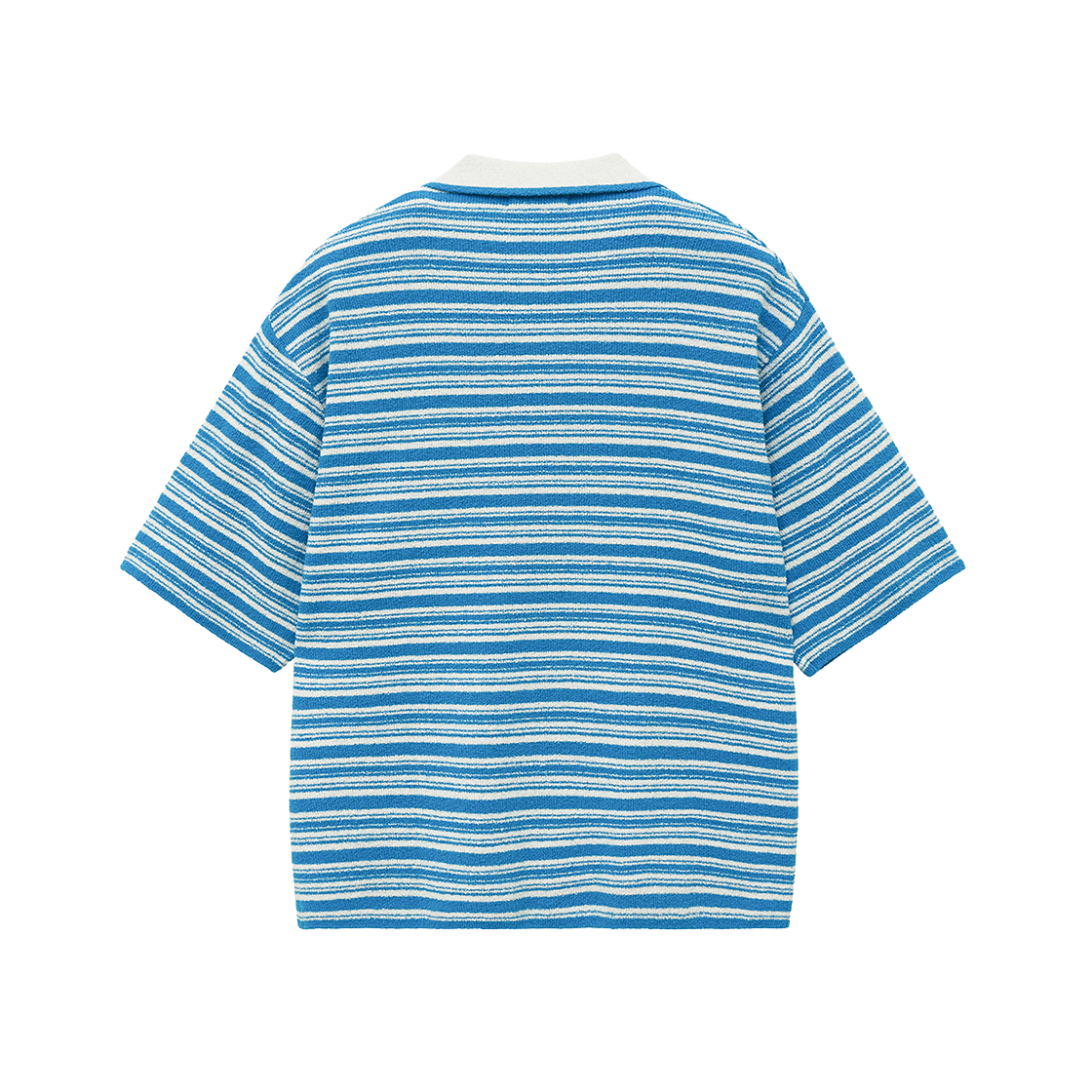 지오송지오 셈블런스 부클 스트라이프 오픈 카라 니트 블루 ZH2KT887BL(ZIOSONGZIO SEMBLANCE Boucle Stripe Open Collar Knit Blue) - 2