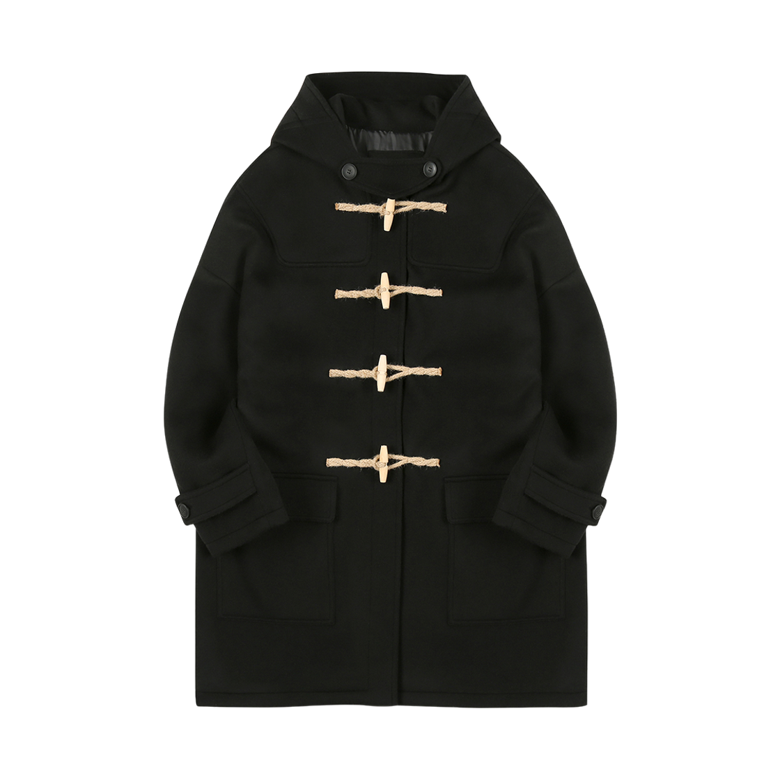 메인부스 오버사이즈 더플 코트 블랙