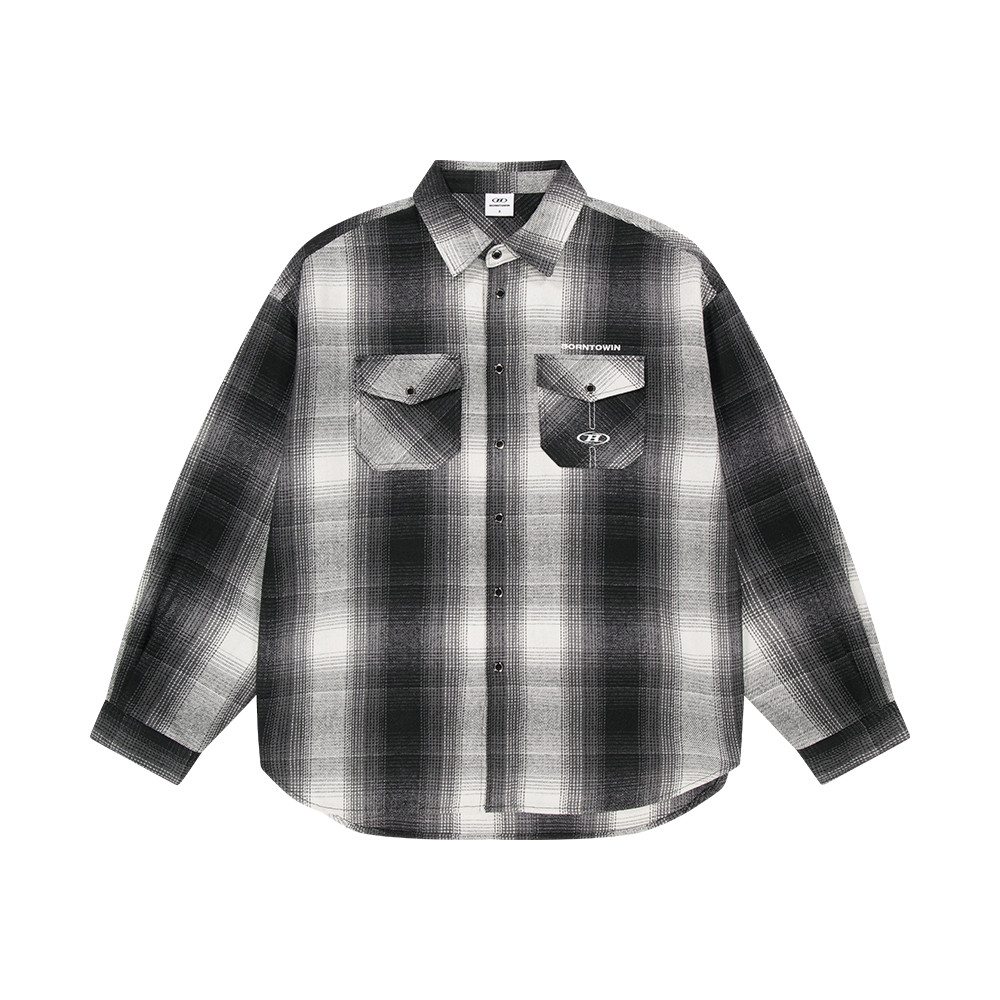 BH1MJK212BK BORN TO WIN 85 Flannel Check Shirts Jacket Black