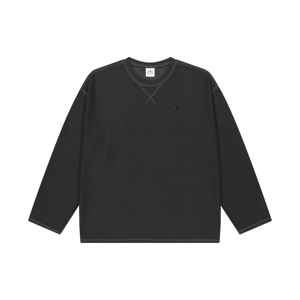 본투윈 B 펜던트 와플 롱슬리브 블랙(BORN TO WIN B Pendant Waffle Long Sleeve Black)