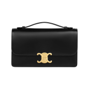 Celine Medium Triomphe Folio in Shiny Calfskin Black