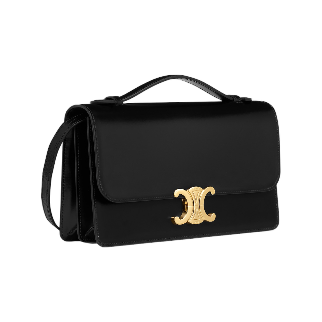 셀린느 미디움 트리옹프 폴리오 샤이니 카프스킨 블랙(Celine Medium Triomphe Folio in Shiny Calfskin Black) - 2