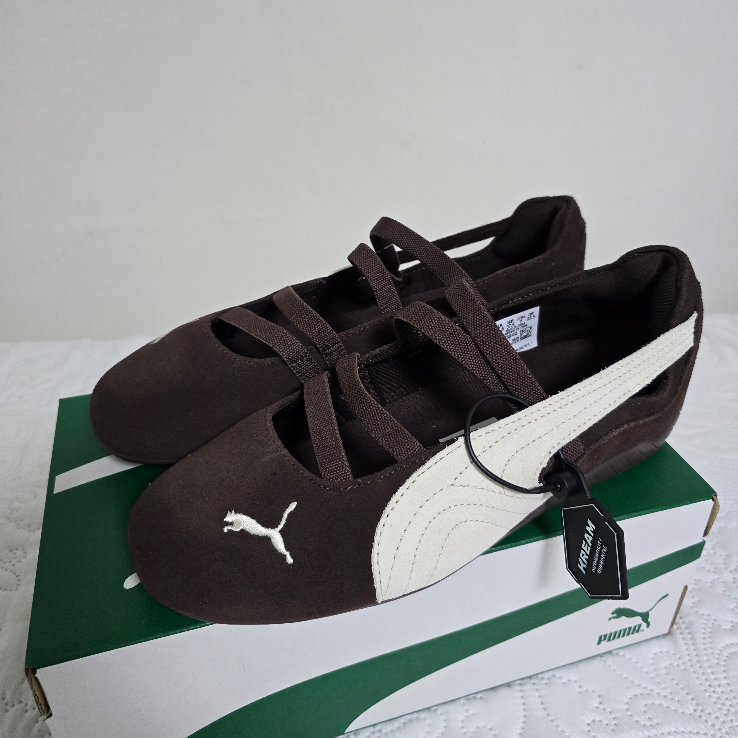 (W) Puma Speedcat Ballet Suede Dark Chocolate Warm White 착용 스타일