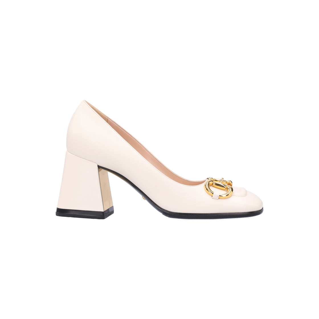 구찌 643886 홀스빗 미드힐 펌프스 레더 아이보리 36(Gucci 643886 Horsebit Mid-Heel Pumps in Ivory Leather, Size 36) - 1