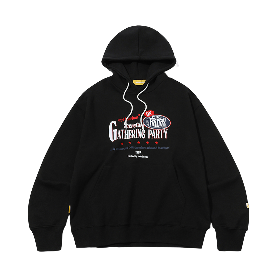 메인부스 게더링 후드 티셔츠 블랙(MAINBOOTH Gathering Hood T-shirt Black) - 1